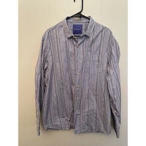 Tommy‎ Bahama Mens X Large Purple Striped Button Up Long Sleeve Shirt multicolor